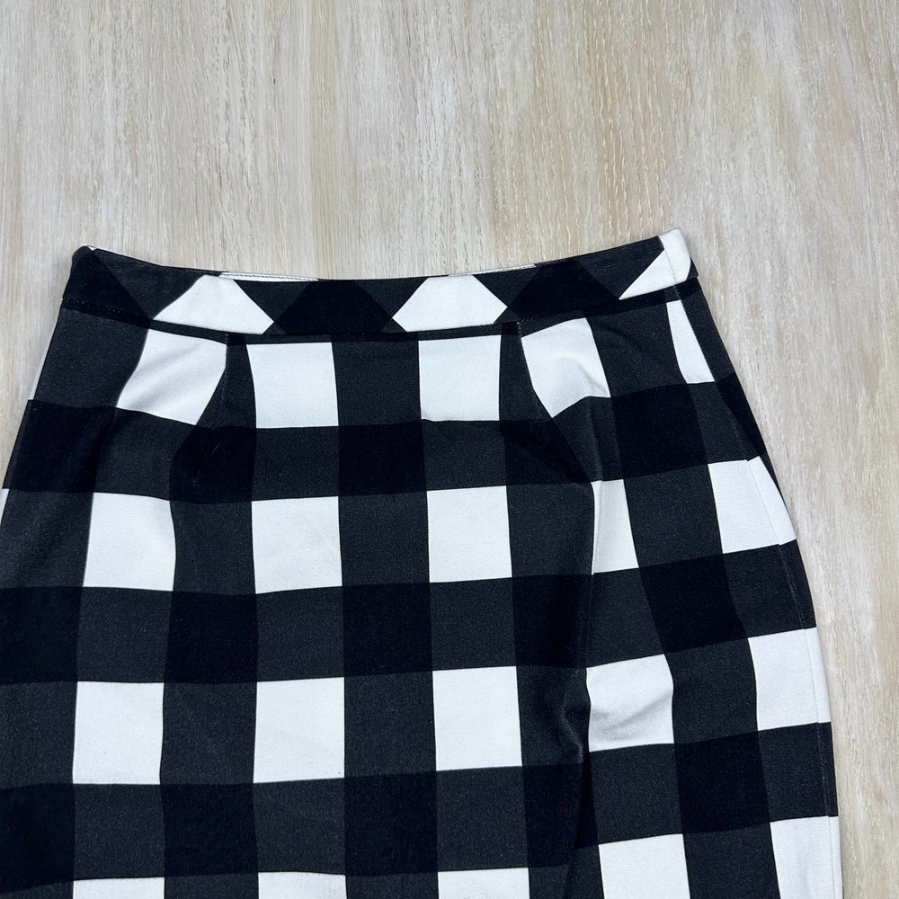 Banana Republic Black & White Plaid Gingham Pencil Office Workwear Skirt 4 - Picture 8 of 14